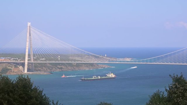 Beautiful panoramic view of Yavuz Sultan Selim Bridge,  Turkey, Istanbul