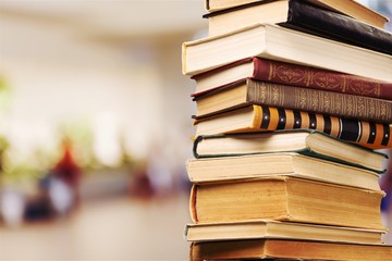Old books on dark  background
