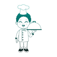 Chef kid cartoon blue lines