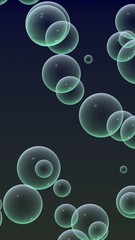 Dark background green mesh bubbles. Wallpaper, texture with bubble. 3D illustration