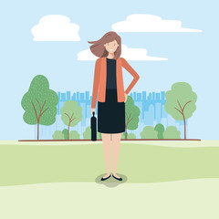 young business woman on the park