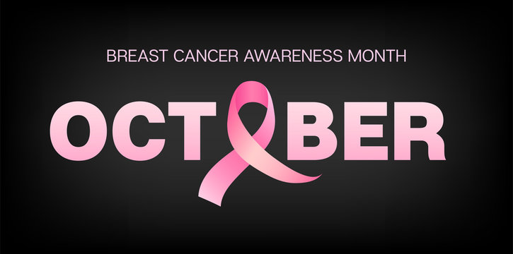 October Breast Cancer Awareness Month Vector Image. Satin Pink Ribbon Realistic Minimal Banner for Medical Print Design. Female Cure Care, Hope by Breast Cancer. Pink Ribbon Isolated Vector Element