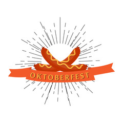 Oktoberfest label with pair of sausages icon