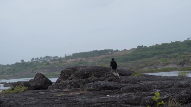 running on the rocks of rasulpur, vadodara, gujarat