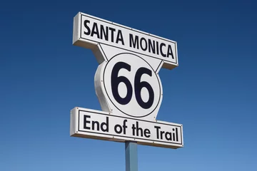  Route 66 End of Trail road sign in Santa Monica, Los Angeles, California © chones