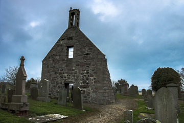 Belhelvie Old Parish Church and Burial Ground. Petten's Church or St Columba's Church....