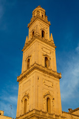 Fototapeta premium Example of South Italian baroque style, Duomo cathedral church in Lecce on sunset