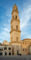 Fototapeta na wymiar Example of South Italian baroque style, Duomo cathedral church in Lecce on sunset