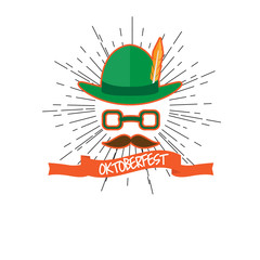 Oktoberfest label with an abstract hipster avatar