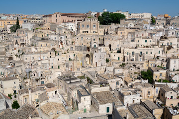 Fototapeta na wymiar European Capital of Culture in 2019 year, panoramic view on ancient city of Matera, capital of Basilicata, Southern Italy in early morning
