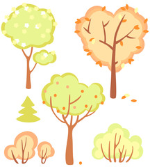 cute set of bushes and trees
