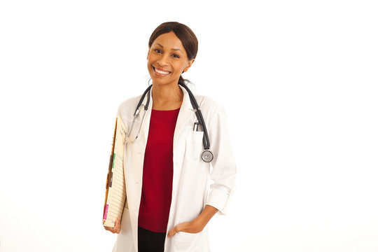 Happy Young Black Doctor Smiling At Camera Isolated On White Background