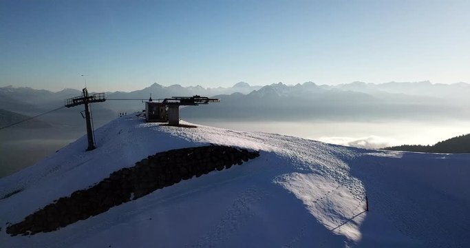 Cinematic ski lift footage above Innsbruck