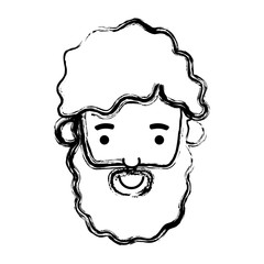 young man head with beard avatar character