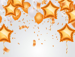 Vector party balloons illustration. Confetti  Greeting card design template confetti. Celebrate brochure or flyer .Happy New Year