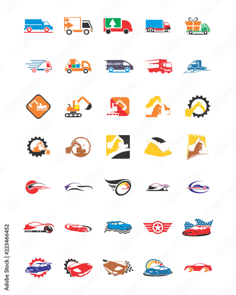 Canvas Prints variation mixed transportation car image vector icon logo symbol set