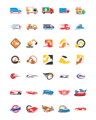 variation mixed transportation car image vector icon logo symbol set