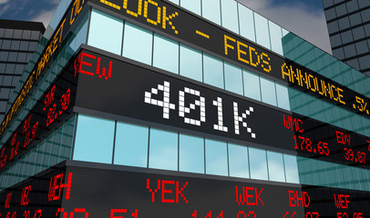 401K Retirement Savings Investment Account Stock Market Ticker 3d Illustration