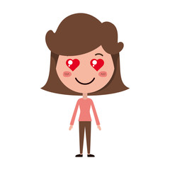 cartoon woman in love kawaii character