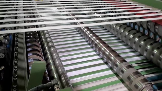 Cutting folio paper in a paper factory 24 fps FHD