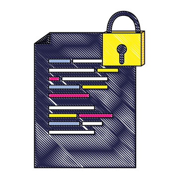 grated document with program code and closed padlock