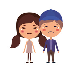 cartoon crying couple kawaii characters