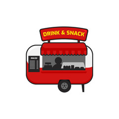 Small street food truck vector icon illustration