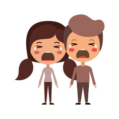 cartoon crying couple kawaii characters