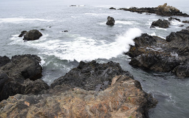 Waves crashing in high surf on the N. California coast