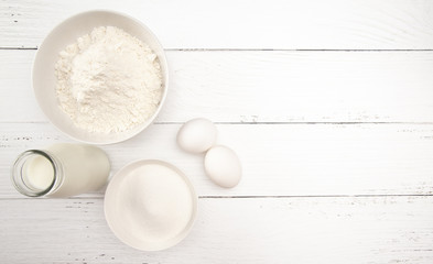 Baking Background on a White Wood Table