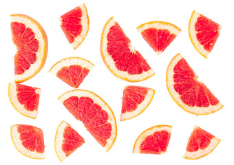 Top view grapefruit slice isolated on white background