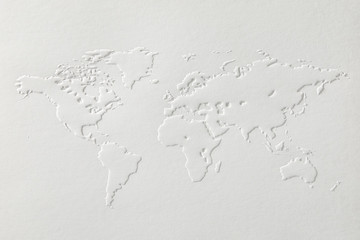 a world map made of embossing paper