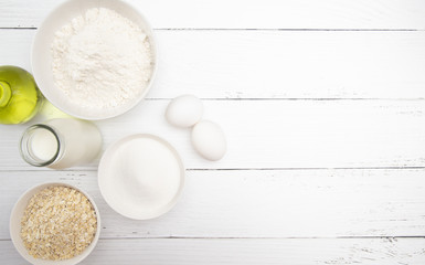 Baking Background on a White Wood Table