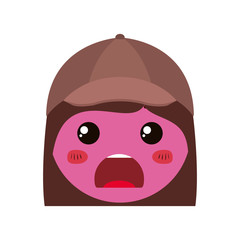 cartoon woman angry head kawaii character