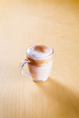 ice cappuccino on the wooden table