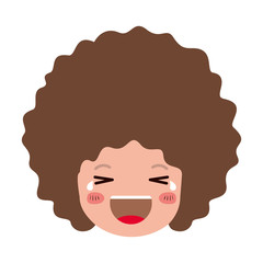 cartoon happy man head kawaii character