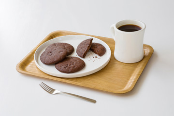 chocolate cookies and coffee