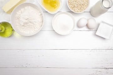 Baking Background on a White Wood Table