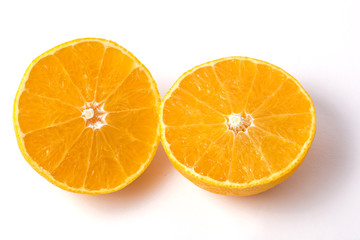 orange with half of orange isolated on the white background