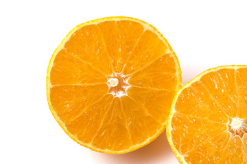 orange with half of orange isolated on the white background