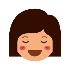 cartoon woman happy head kawaii character