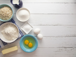 Baking Background on a White Wood Table