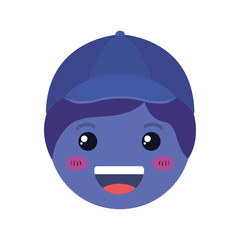 cartoon happy man head kawaii character