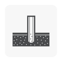 Soil sampling collecting vector icon. May called sample, sampler. Include hand auger equipment tool for method to core, drill, test, analysis, assessment in geotechnical engineering and construction.