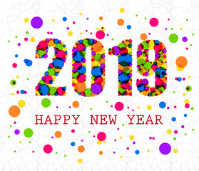 2019 Happy New Year greeting card. Vector design template.