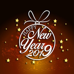 2019 Happy New Year greeting card. Vector design template.