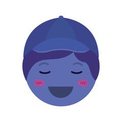 cartoon happy man head kawaii character