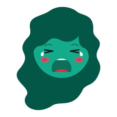 cartoon woman crying head kawaii character