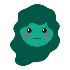 cartoon woman angry head kawaii character
