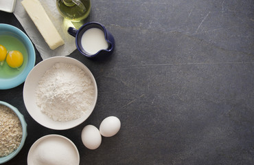 Baking Background on a Dark Slate Tabletop
